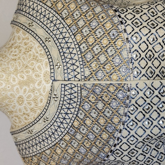 Madison Multiples Embroidered Studded Round Neck Southwestern Jacket Topper SZ L - Picture 12 of 15